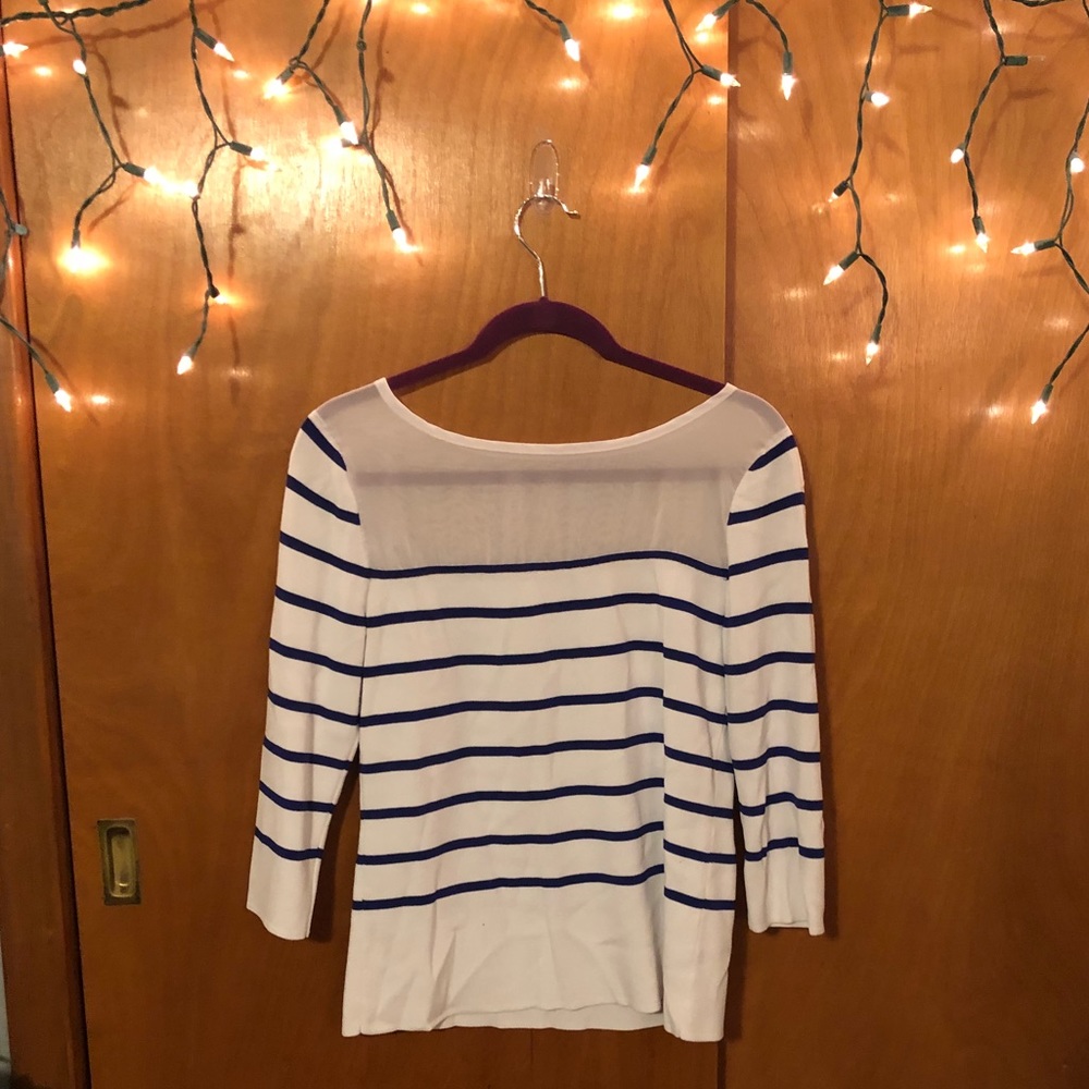 Blue and white striped top